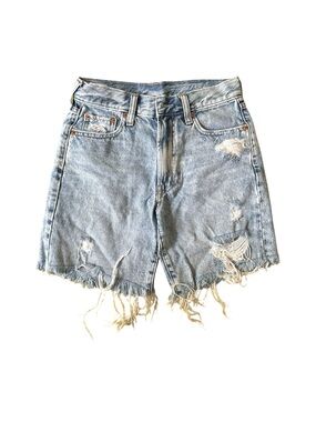GAP Light Blue Distressed High-Rise Jean Shorts